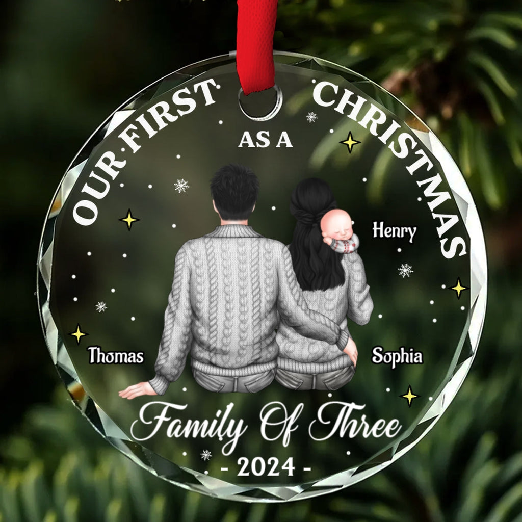 Our 1st Christmas As A Family - Personalized Custom Glass Ornament