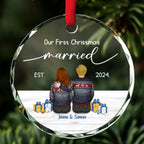 Our First Christmas Married - Personalized Custom Glass Ornament