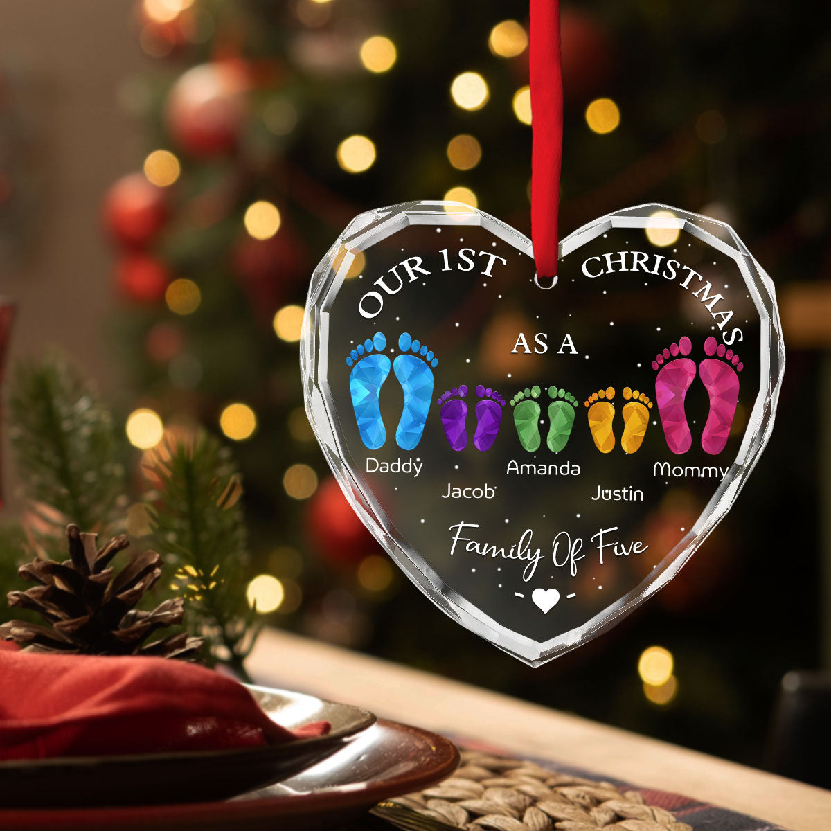 First Christmas As A Family - Personalized Custom Glass Ornament