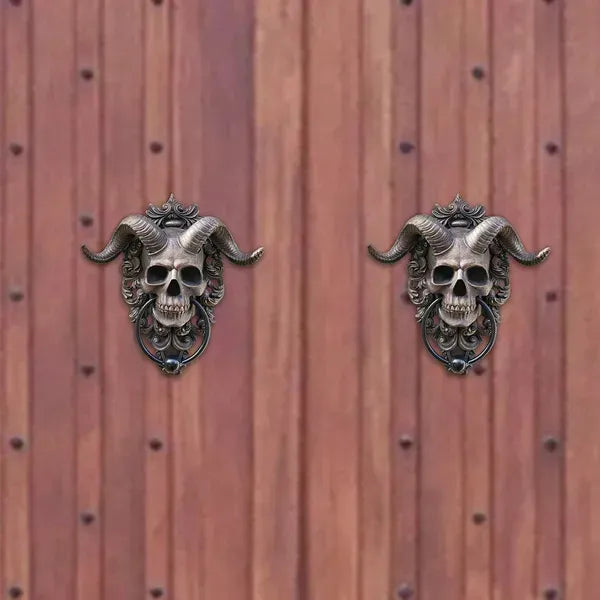 Horned Skull Gothic Door Knocker