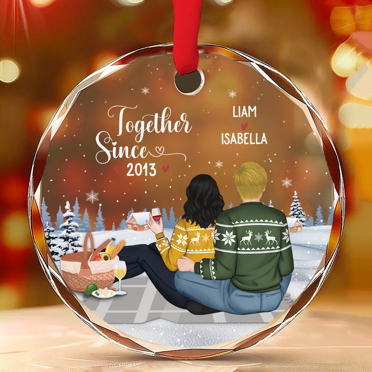Our First Year - Personalized Custom Glass Ornament