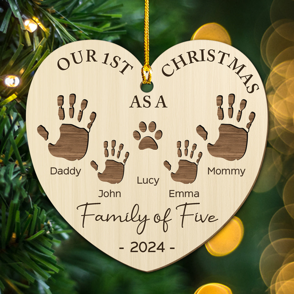 Happy 1st Christmas As A Family - Personalized Custom Wood Ornament