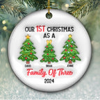 Family Christmas Tree - Personalized Custom 3D Inflated Effect Ceramic Ornament