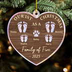 Our First Christmas Mother Of Pearl - Personalized Custom Wood Ornament