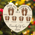 First Christmas As A Family Footprints - Personalized Custom Wood Ornament