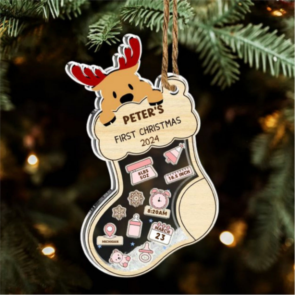 First Christmas Of Baby - Personalized Custom Acrylic Shaker Ornament