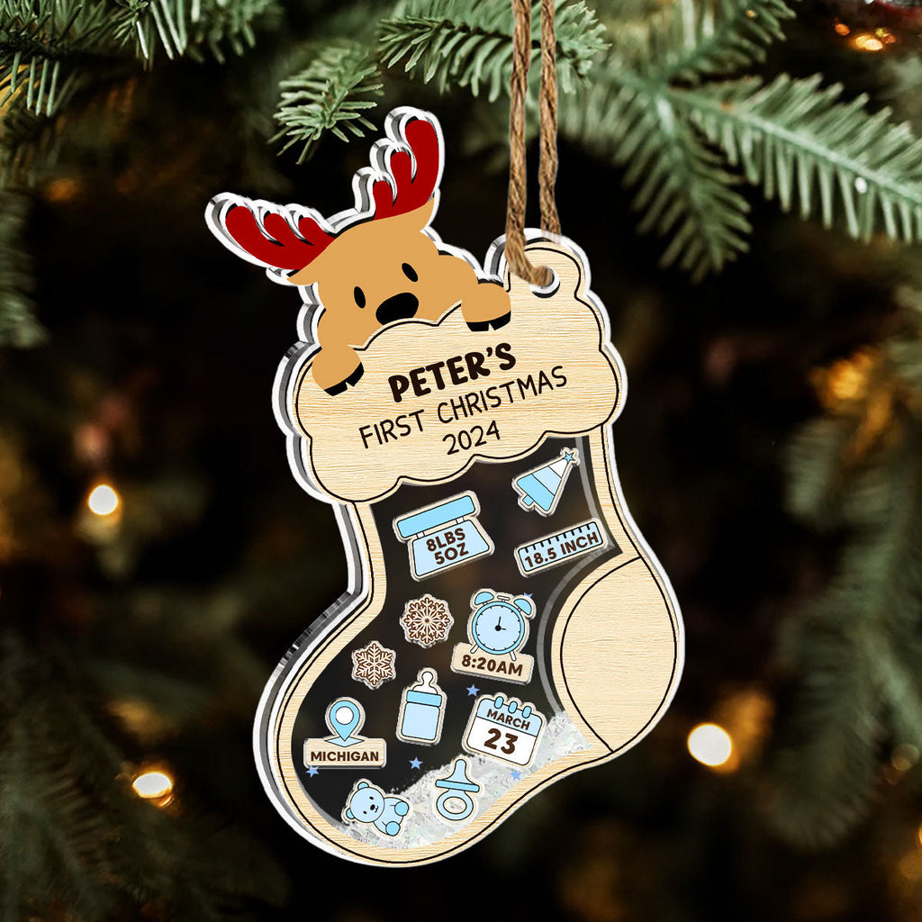 First Christmas Of Baby - Personalized Custom Acrylic Shaker Ornament