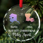 Our Christmas Miles Apart Same Love - Personalized Custom Glass Ornament
