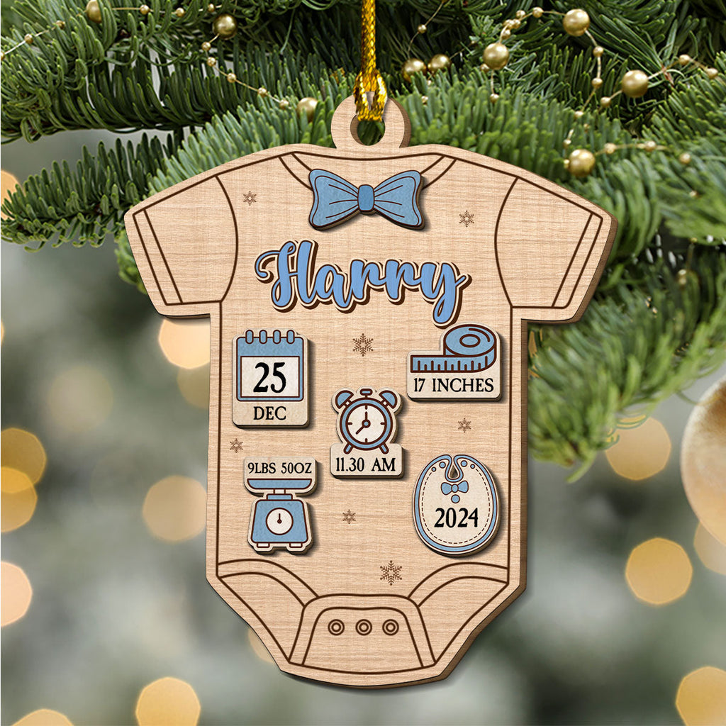Baby First Christmas - Personalized Custom Freeshape 2-Layered Wood Ornament
