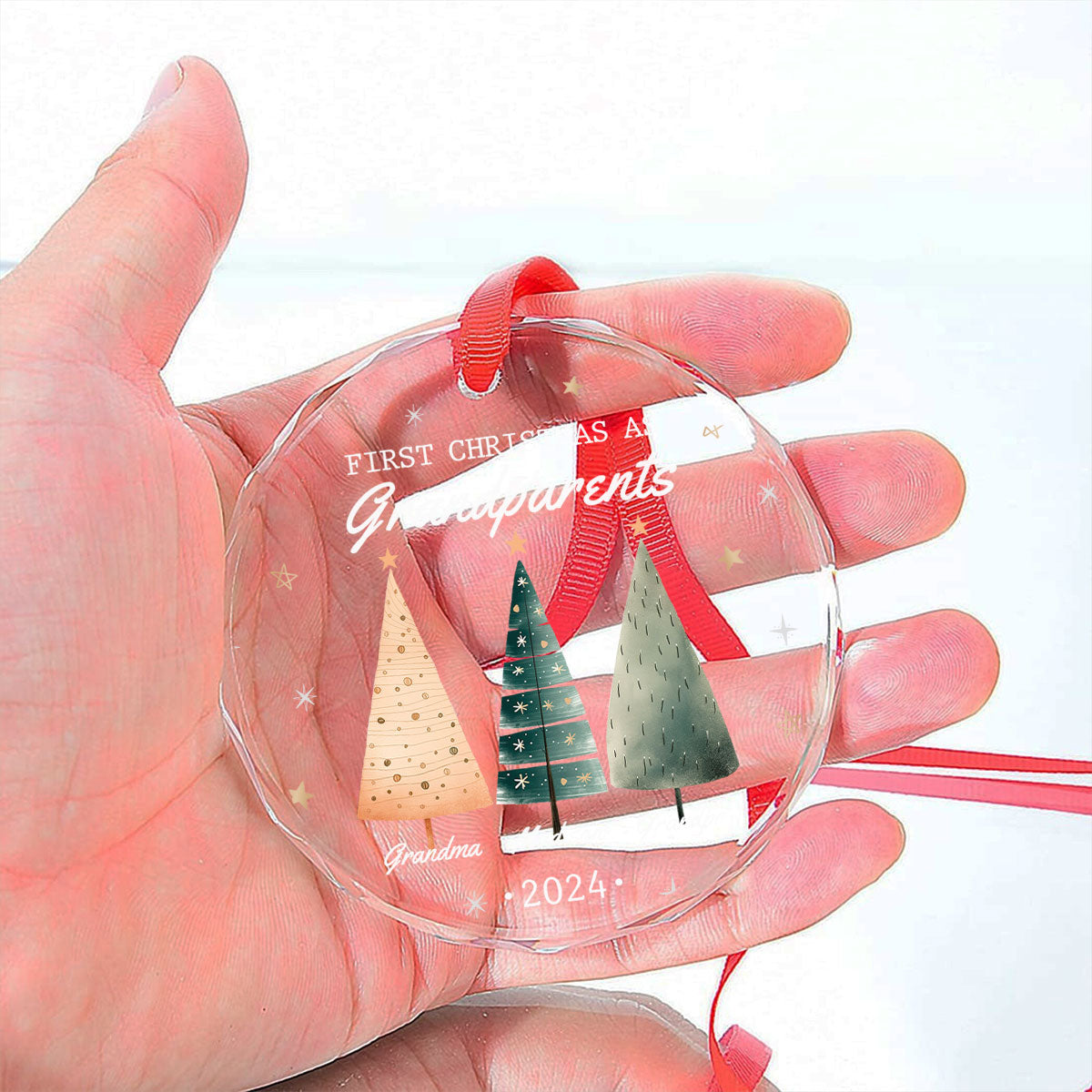 First Christmas As Grandparents - Personalized Custom Glass Ornament