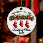 First Christmas Lovely Family - Personalized Custom 3D Effect Ceramic Ornament