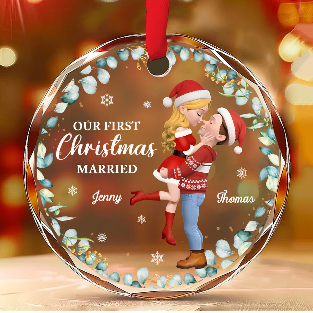 First Christmas Of Us - Personalized Custom Glass Ornament