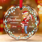 First Christmas Of Us - Personalized Custom Glass Ornament