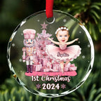 Custom Photo 1st Christmas - Personalized Custom Glass Ornament