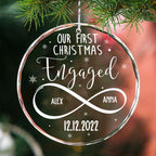 First Christmas Engaged   - Personalized Custom Glass Ornament