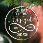 First Christmas Engaged   - Personalized Custom Glass Ornament