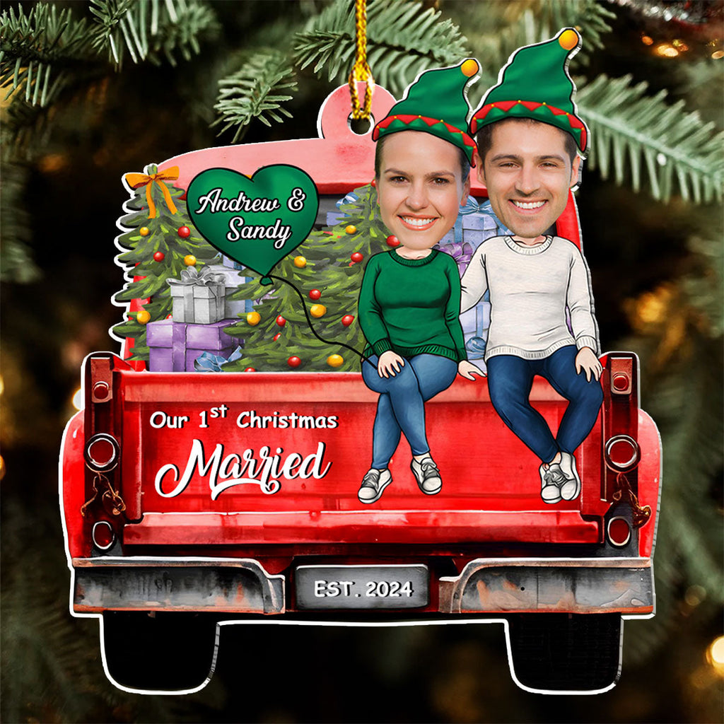 Couple Photo 1st Christmas - Personalized Custom Acrylic Ornament
