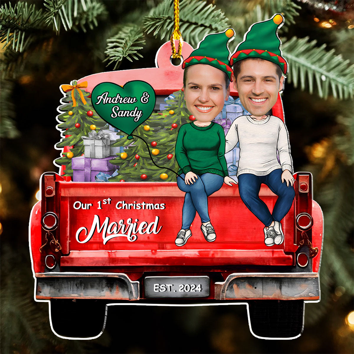 Couple Photo 1st Christmas - Personalized Custom Acrylic Ornament