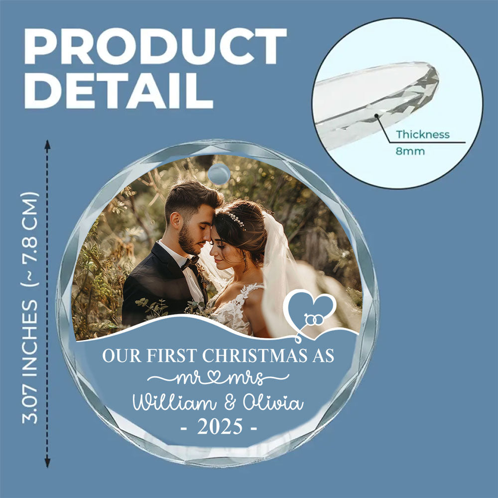First Year As Husband Wife - Personalized Custom Glass Ornament