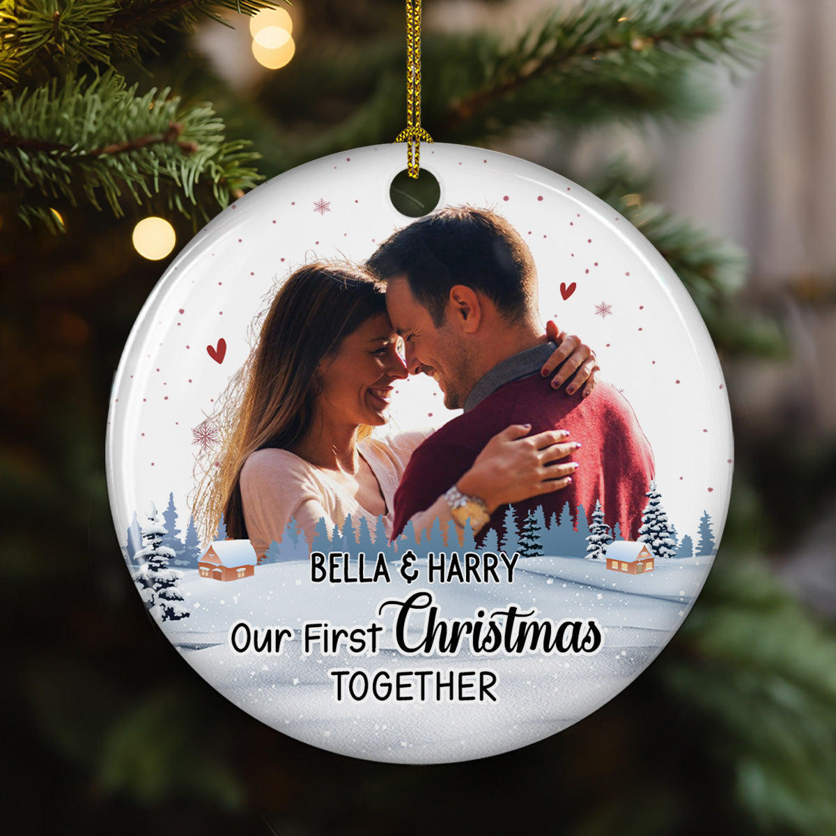 Our First Christmas Photo - Personalized Custom Ceramic Ornament