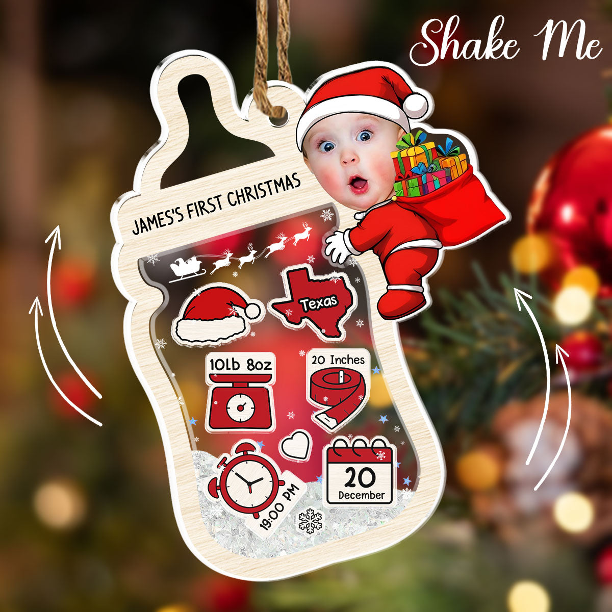 Baby Keepsake - Personalized Custom Acrylic Shaker Ornament