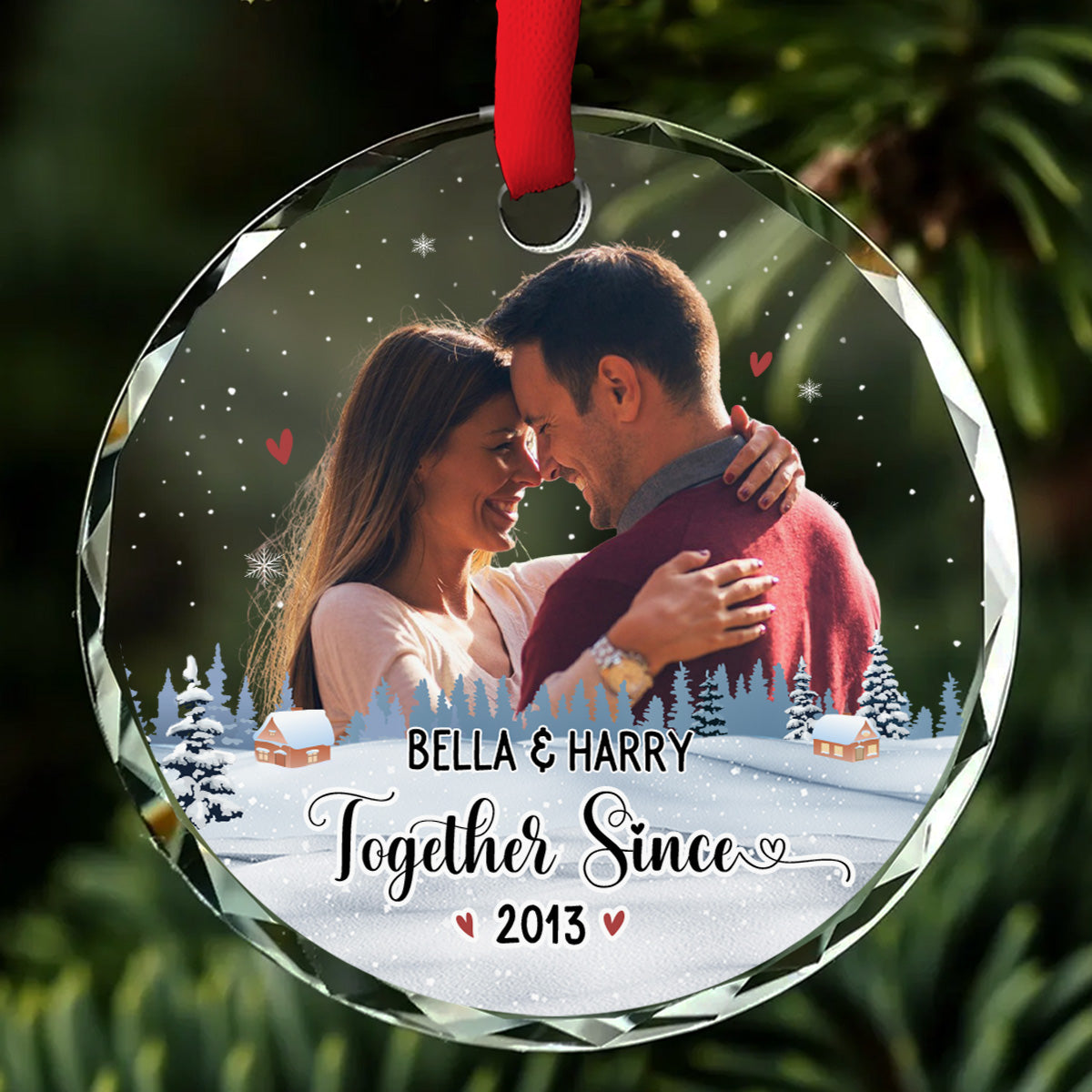 Our First Christmas Photo - Personalized Custom Glass Ornament
