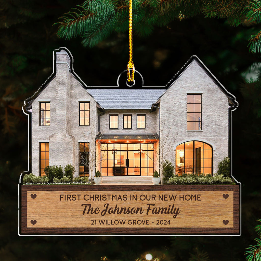 First Christmas In Our New Home Custom Photo - Personalized Custom Acrylic Ornament