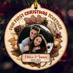 Snowy Love First Christmas - Personalized Custom Freeshape 2-Layered Wood Ornament