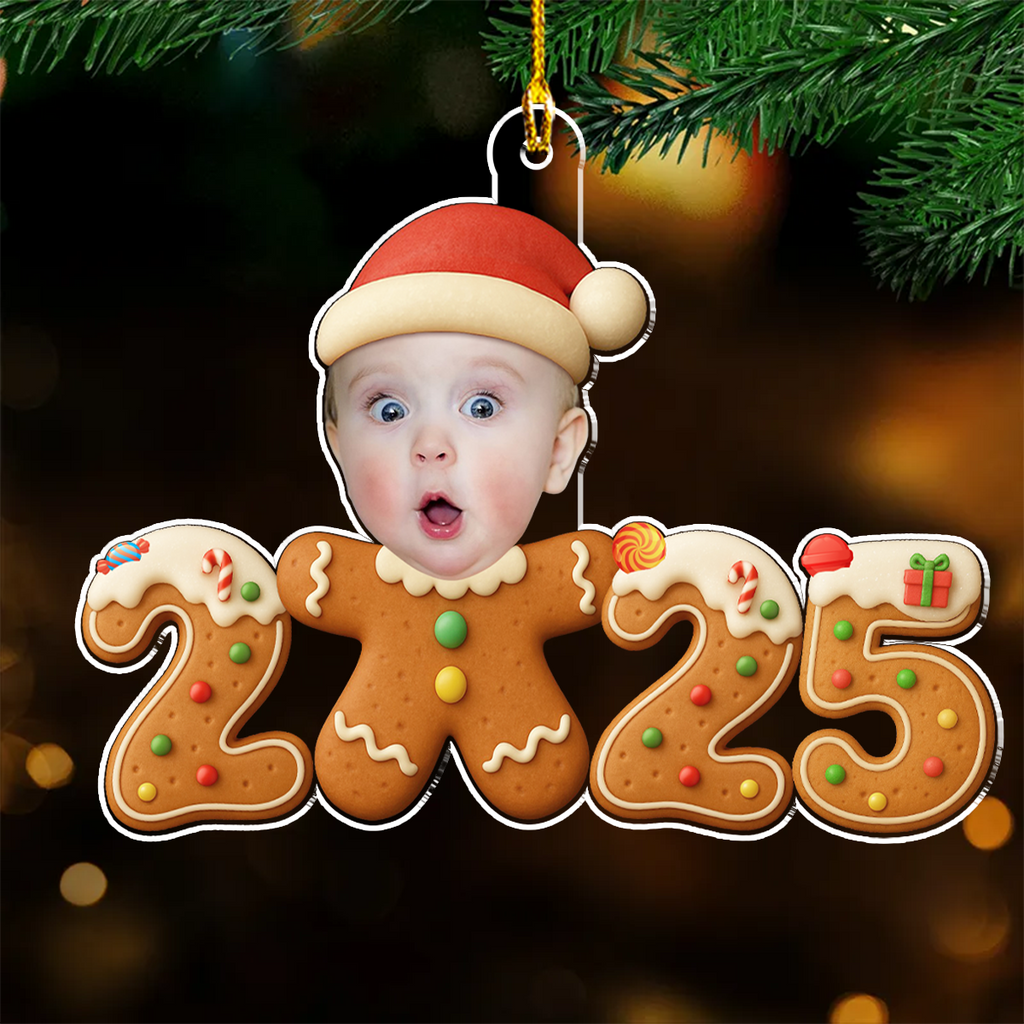 Baby First Christmas 2025 Gingerbread - Personalized Custom Acrylic Ornament