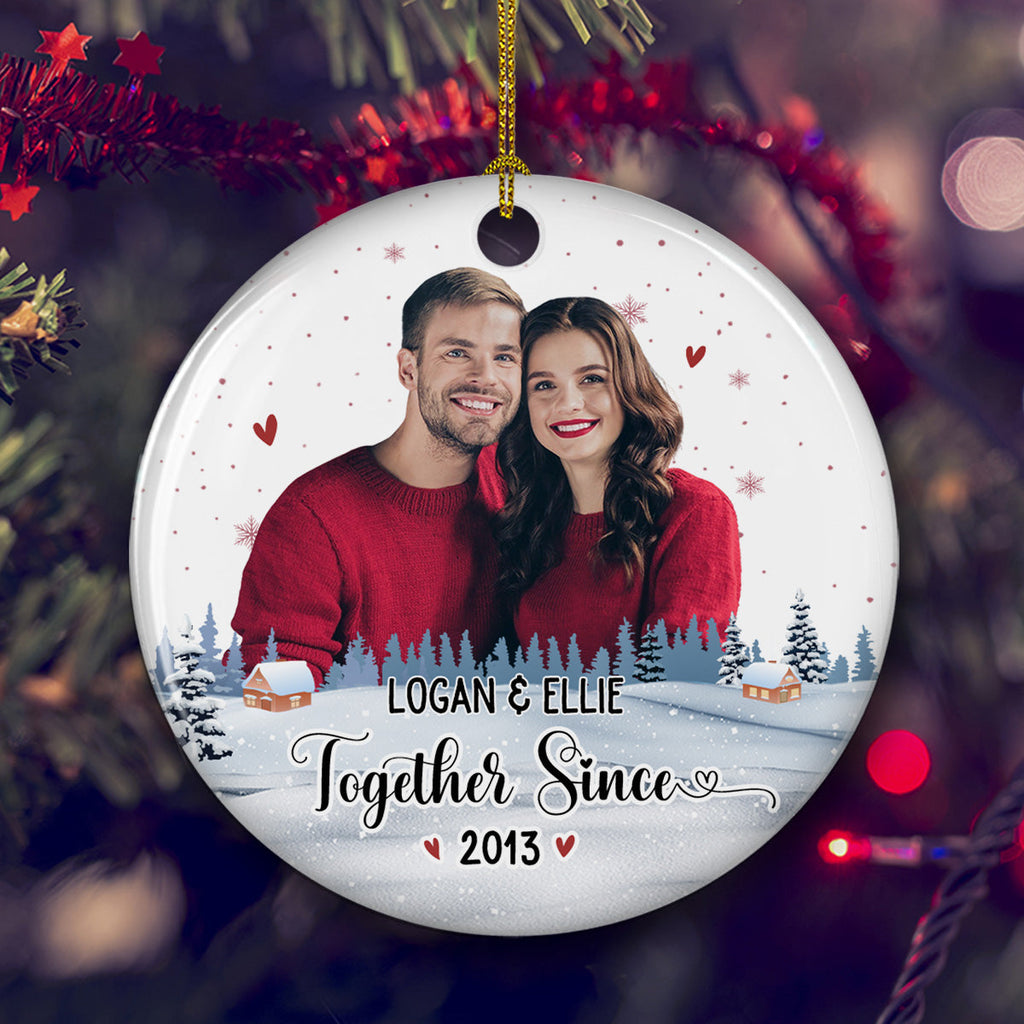 Our First Christmas Photo - Personalized Custom Ceramic Ornament