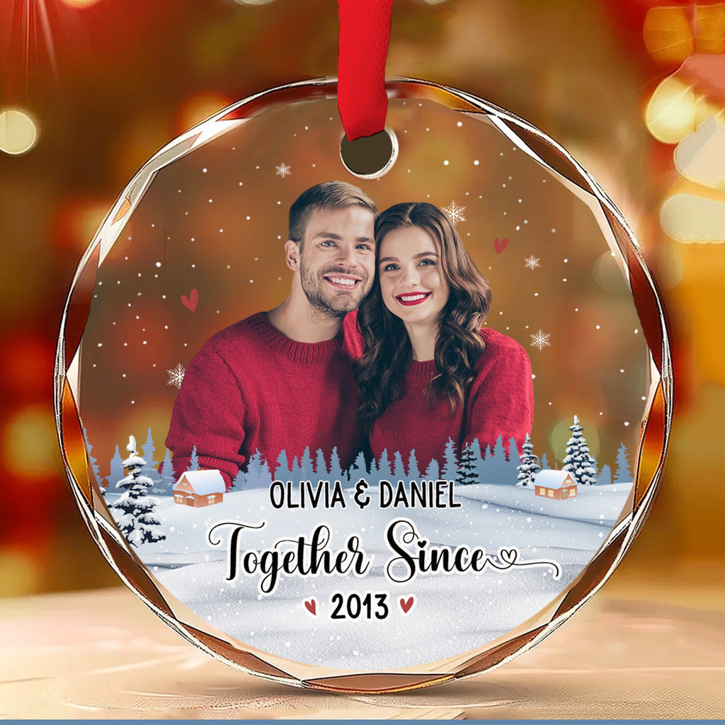 Our First Christmas Photo - Personalized Custom Glass Ornament