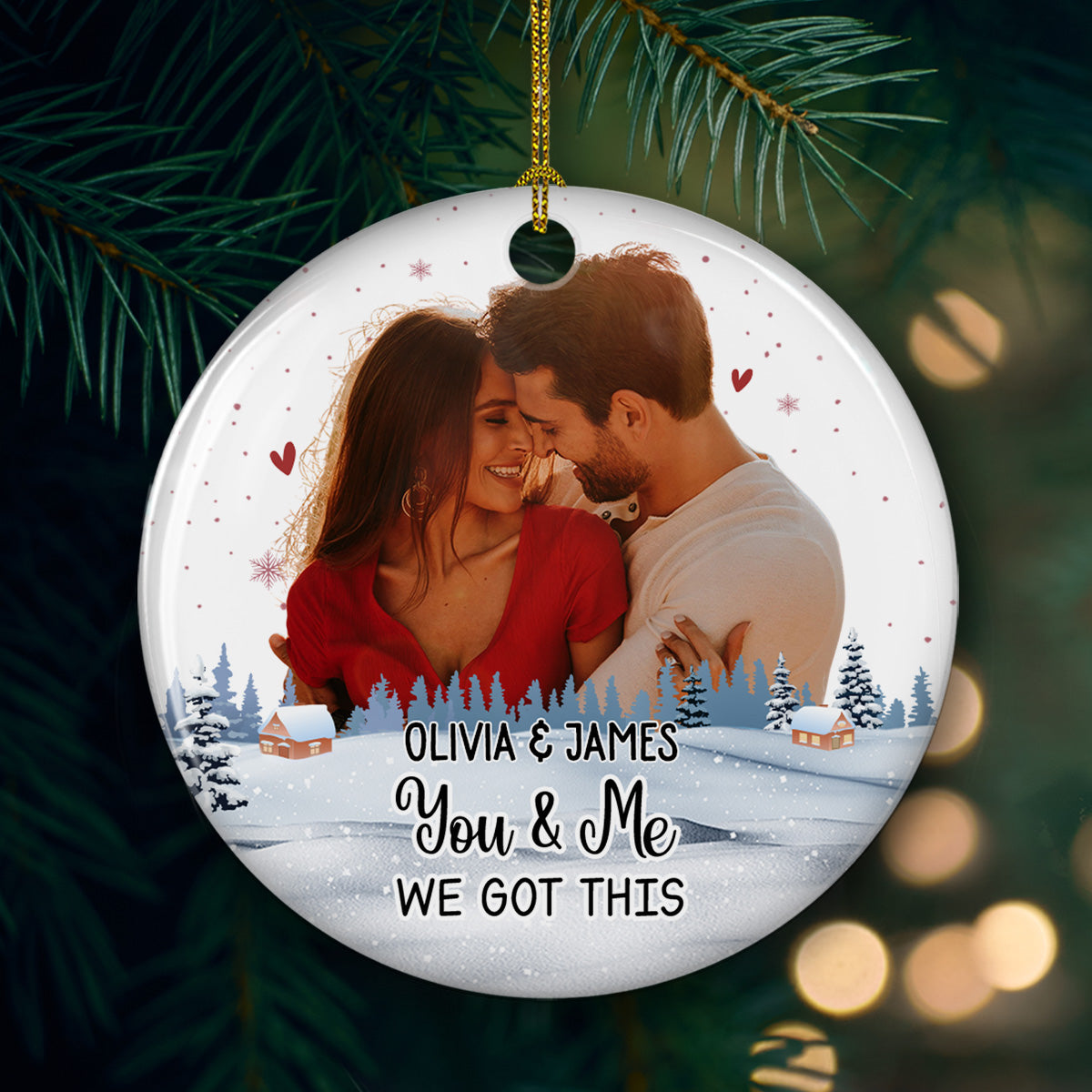 Our First Christmas Photo - Personalized Custom Ceramic Ornament
