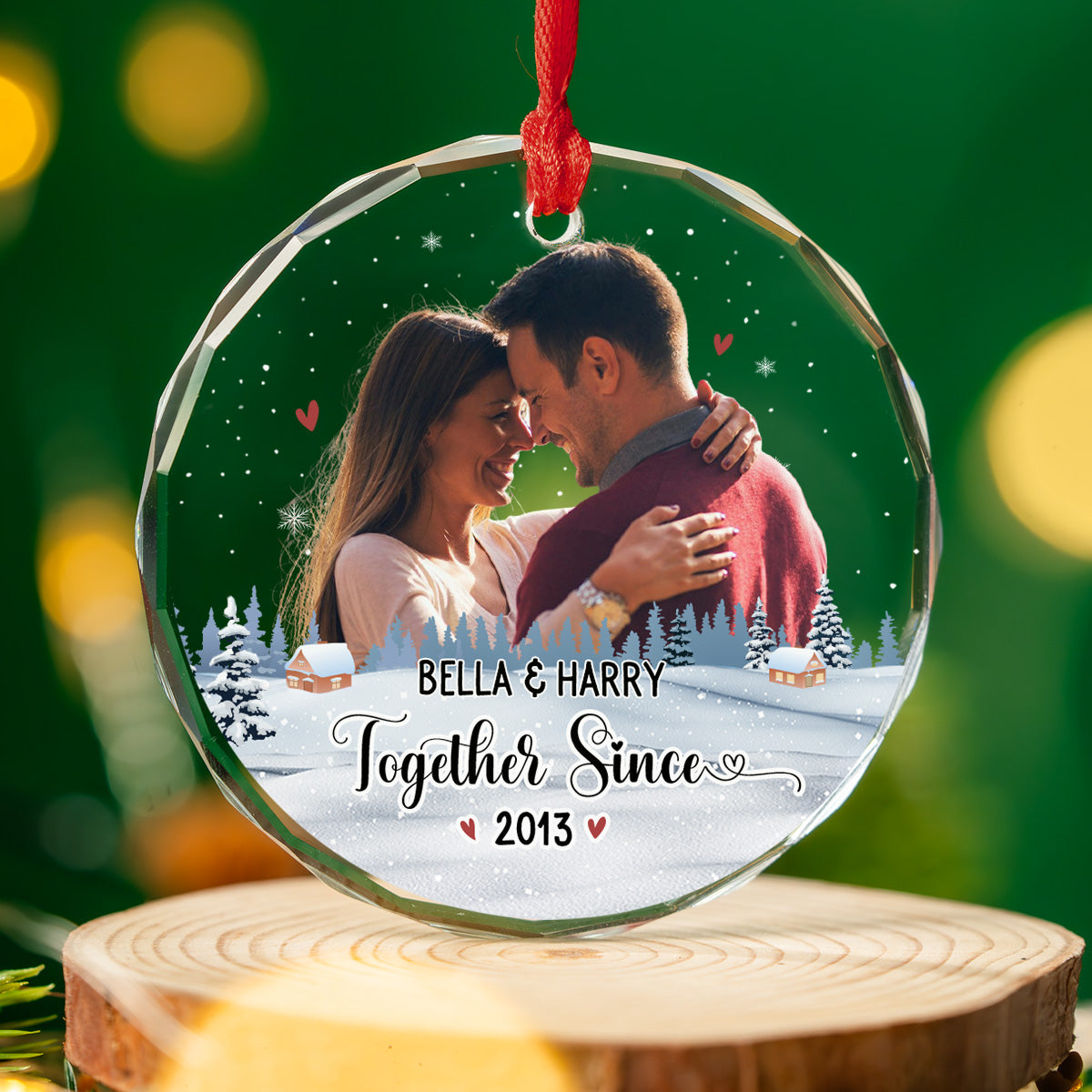 Our First Christmas Photo - Personalized Custom Glass Ornament