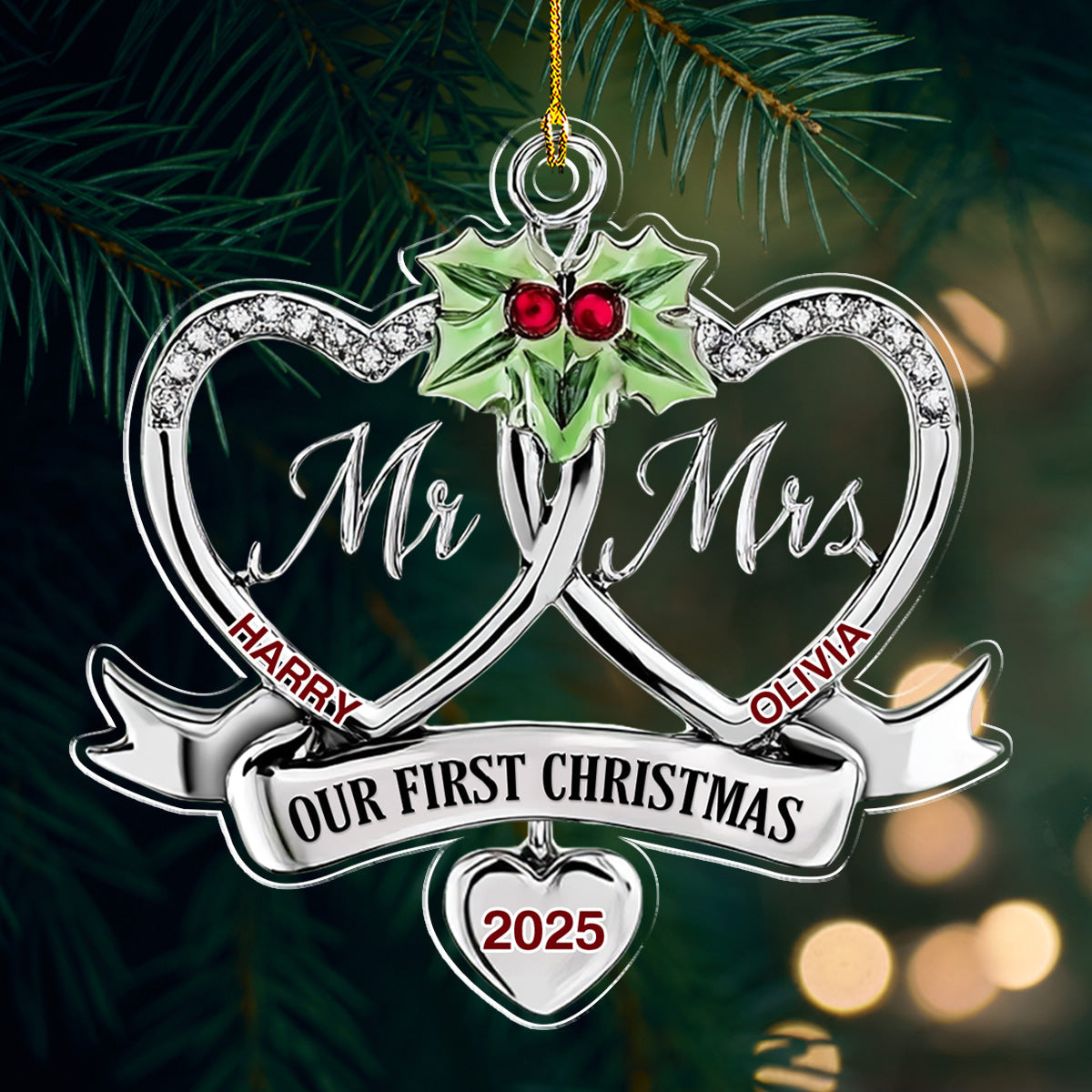Merry And Married - Personalized Custom Acrylic Ornament