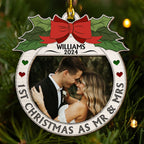 First Christmas Married - Personalized Custom 2-layered Wood Ornament