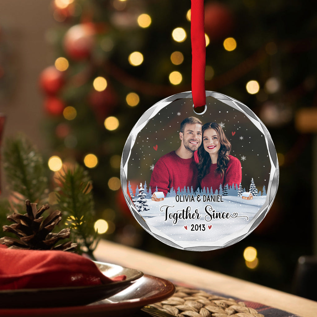 Our First Christmas Photo - Personalized Custom Glass Ornament