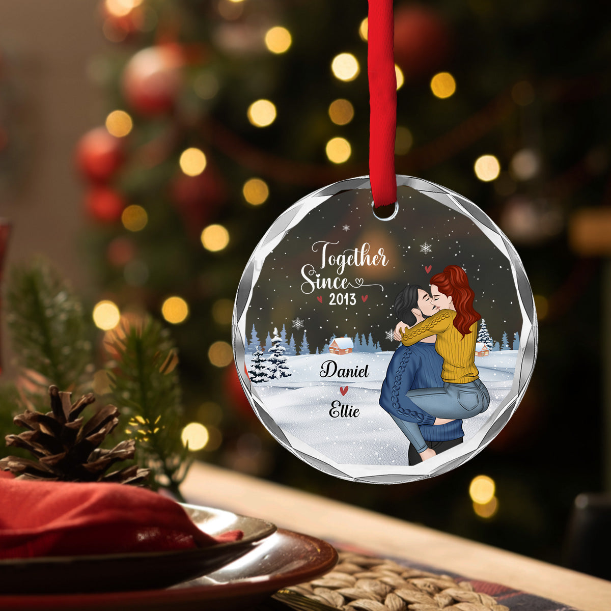 Our First Christmas Together - Personalized Custom Glass Ornament