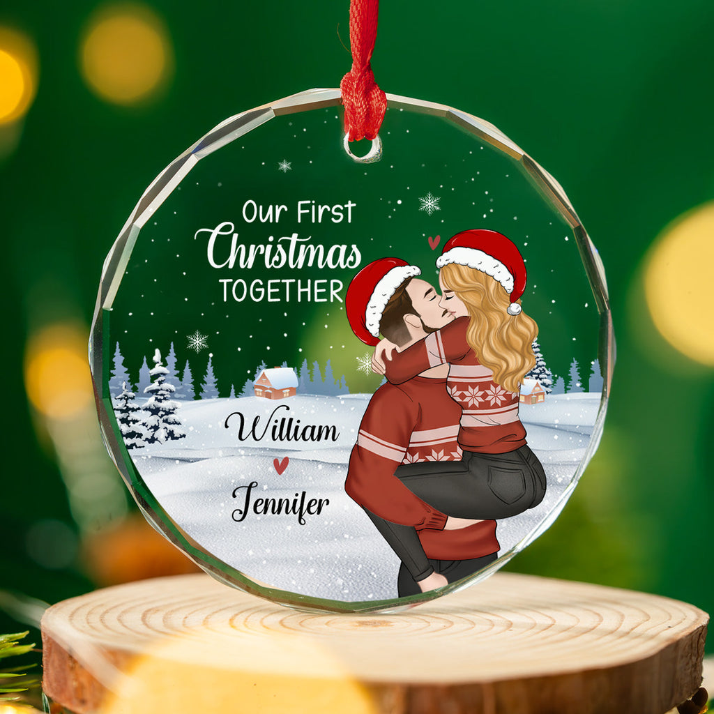 Our First Christmas Together - Personalized Custom Glass Ornament