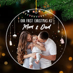 Baby First Christmas As A Family Of Three - Personalized Custom Acrylic Ornament