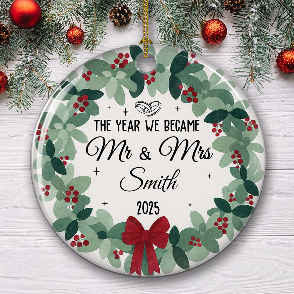 Newlywed Bride Groom - Personalized Custom Ceramic Ornament