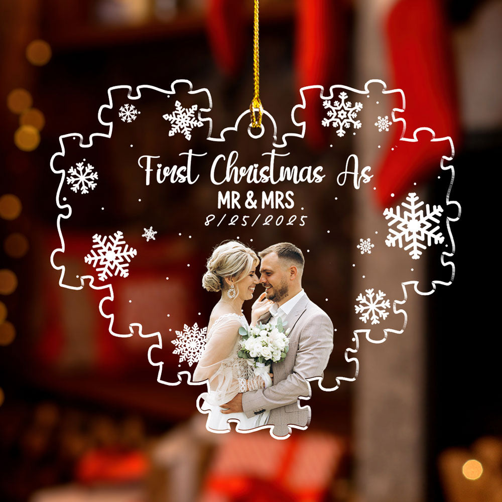 First Christmas Couple Photo - Personalized Custom Acrylic Ornament