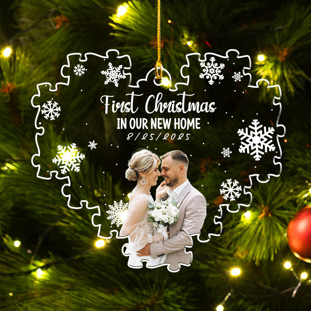 First Christmas Couple Photo - Personalized Custom Acrylic Ornament
