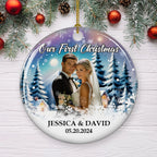 Snowy Love First Christmas - Personalized Custom Ceramic Ornament