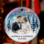 Snowy Love First Christmas - Personalized Custom Ceramic Ornament