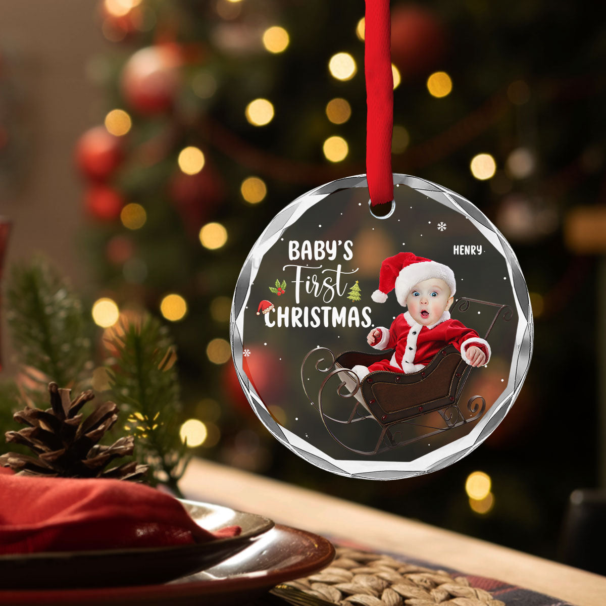 Baby 1st Christmas - Personalized Custom Glass Ornament