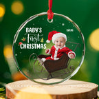 Baby 1st Christmas - Personalized Custom Glass Ornament