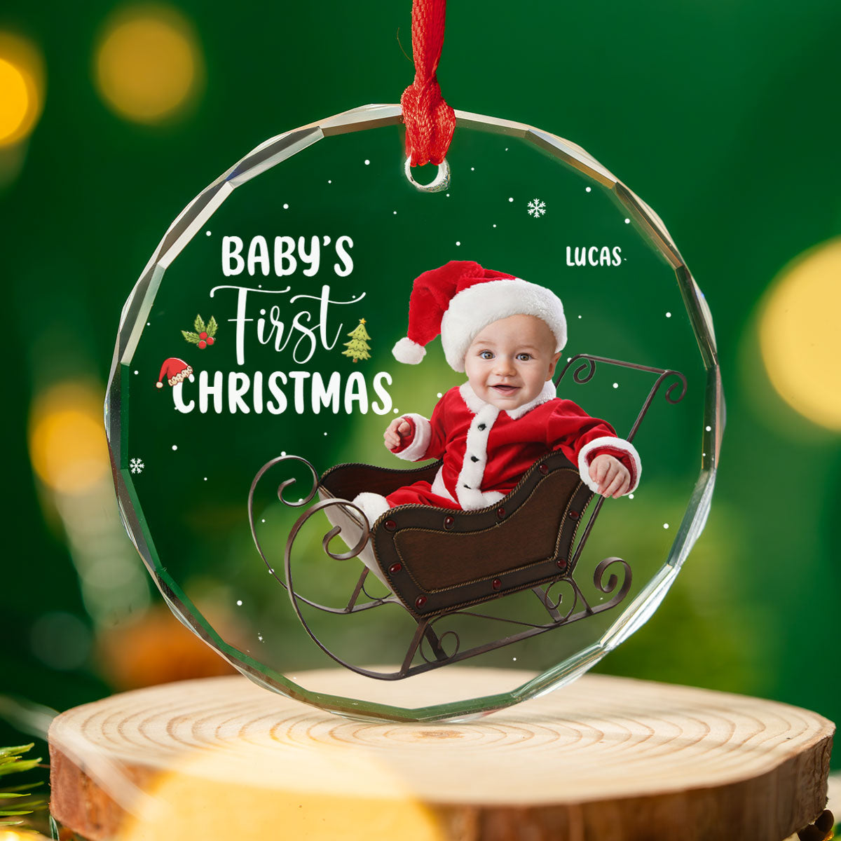 Baby 1st Christmas - Personalized Custom Glass Ornament