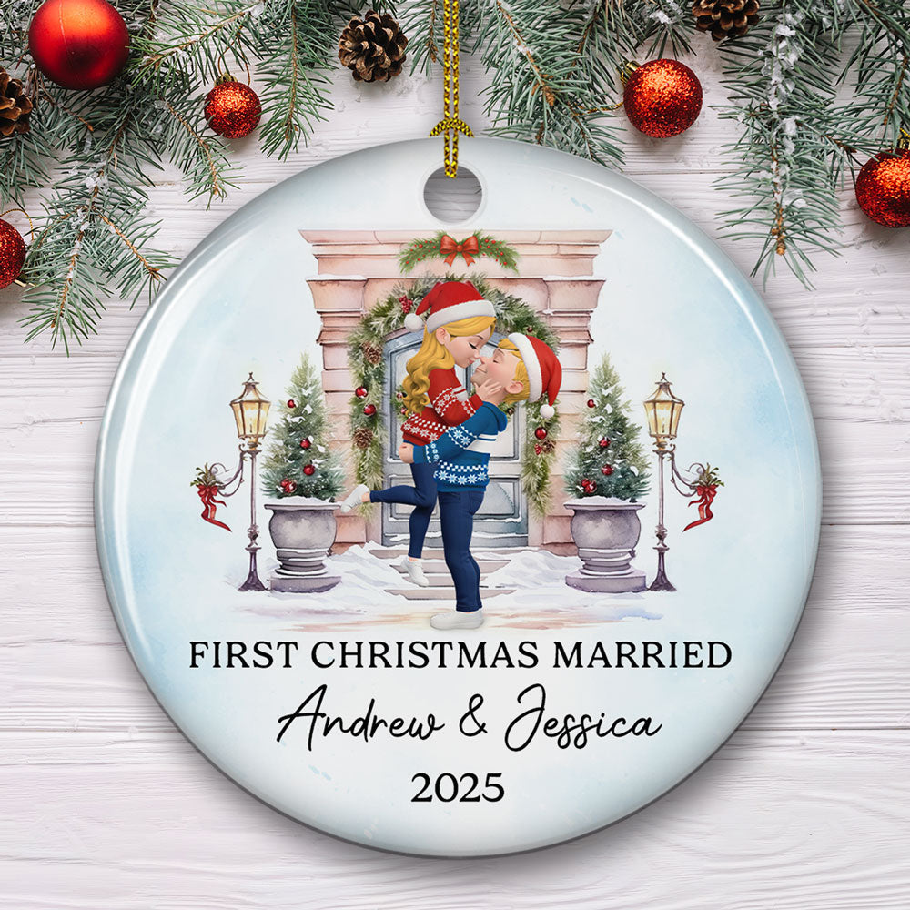 Love Shines Bright This Christmas - Personalized Custom Ceramic Ornament