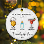 Cheering First Christmas As A Family - Personalized Custom 3D Inflated Effect Ceramic Ornament