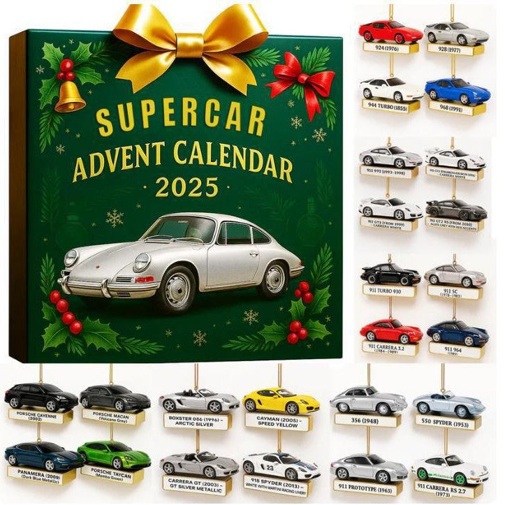 Christmas 2025 Advent Calendar Blind Box 🎁, featuring a Porsche sports car.